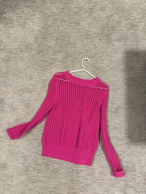Gap Women’s Open-Knit Crewneck Sweater - Hot Pink